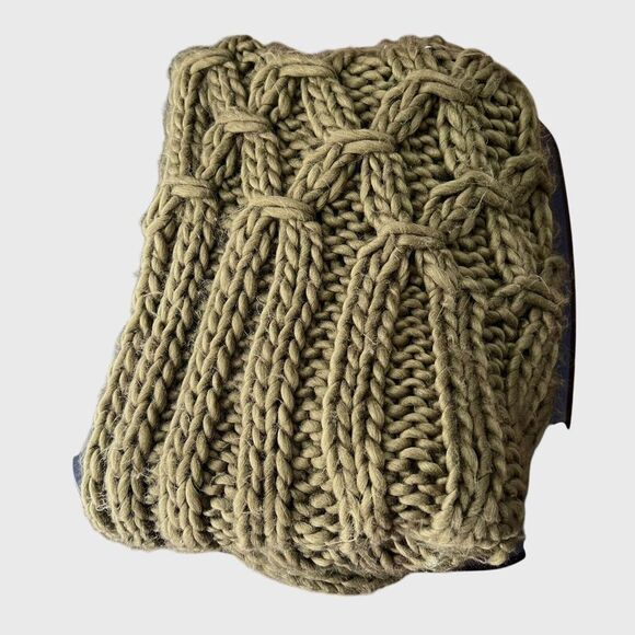 Three Bird Nest Chunky Olive Oversized Soft Cozy Knit Infinity Scarf - Picture 3 of 6